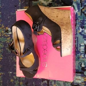 Shoedazzle "Gail" black suede wedge heel, never worn